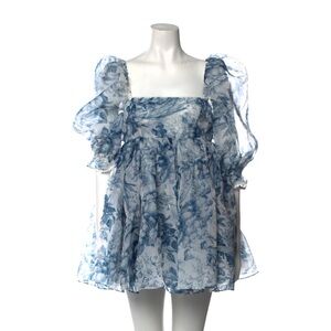 Selkie Size Small Blue Floral Print Mini Dress